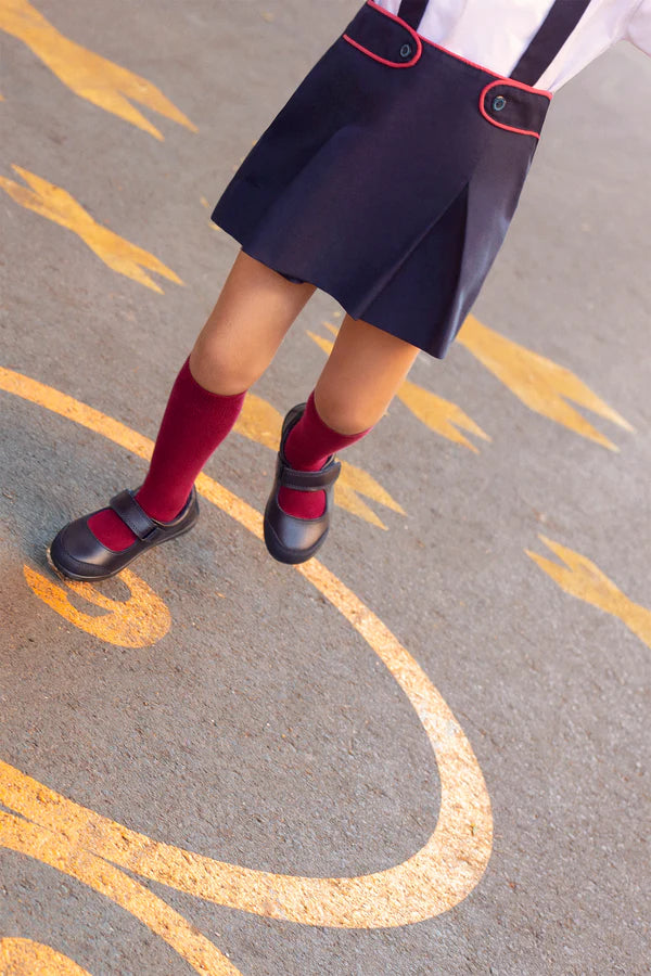 Calcetín infantil largo colegial algodón granate