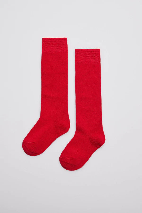 Calcetín infantil largo colegial algodón rojo