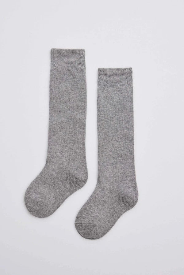 Calcetín infantil largo colegial algodón gris