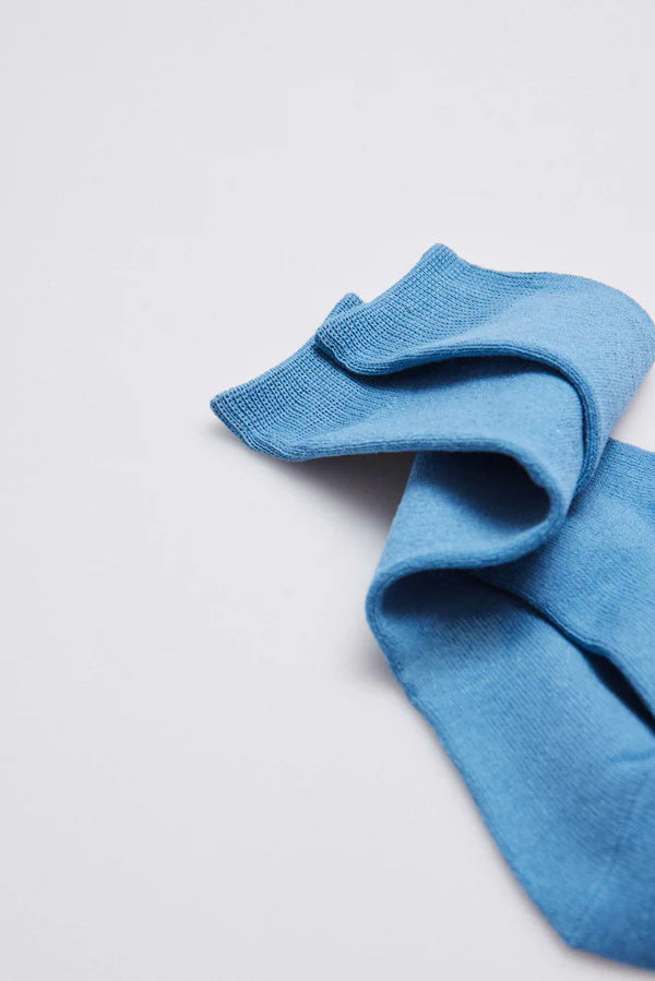 Calcetín infantil largo colegial algodón azul