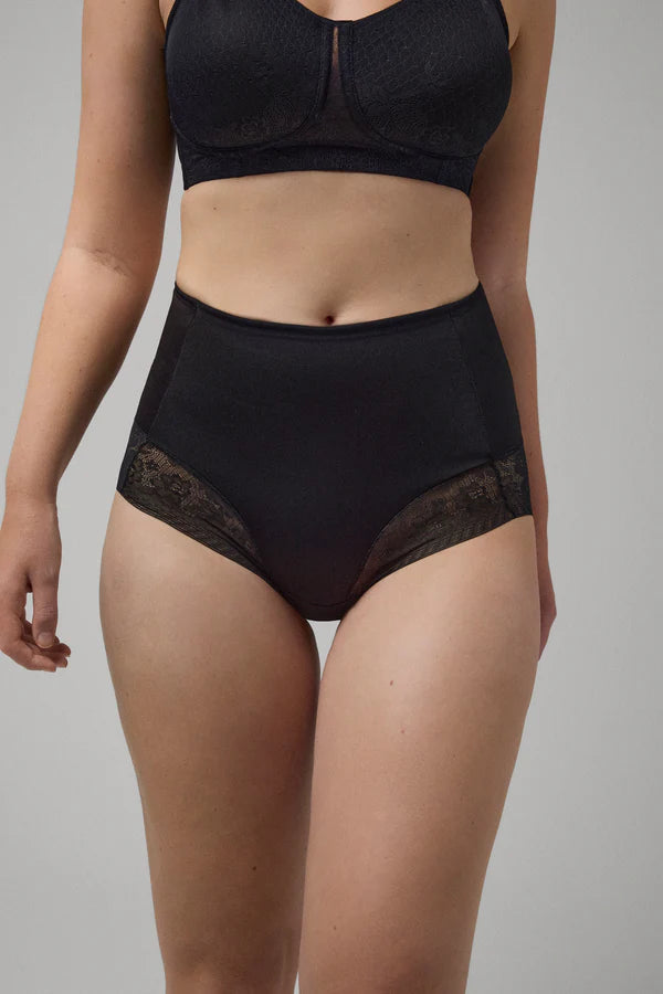 Braga alta de control detalles encaje Negro