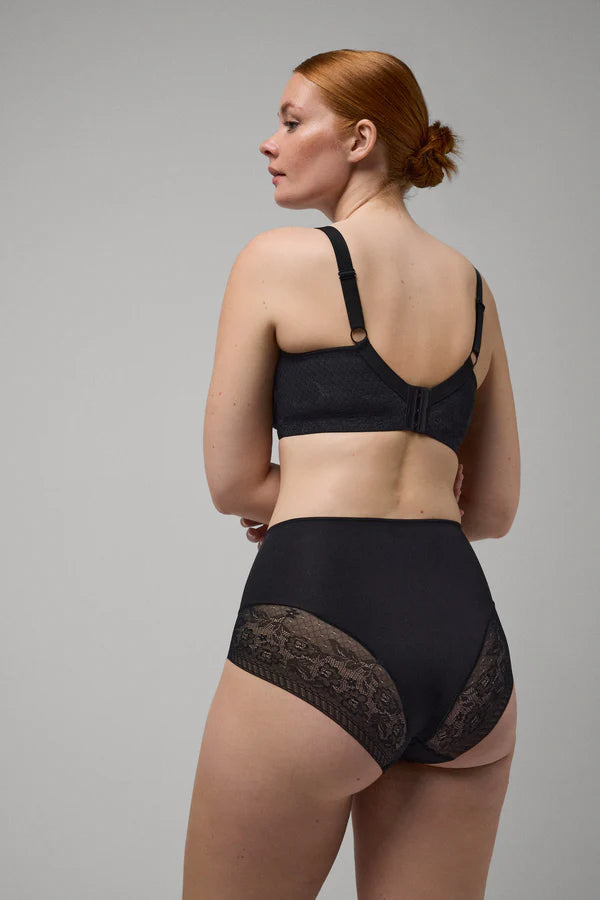 Braga alta de control detalles encaje Negro