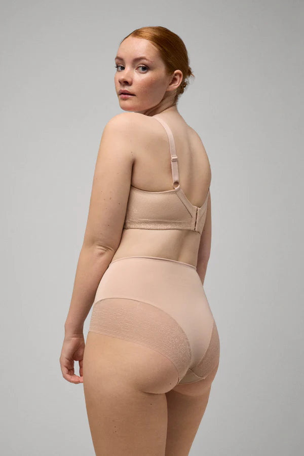 Braga alta de control detalles encaje Nude