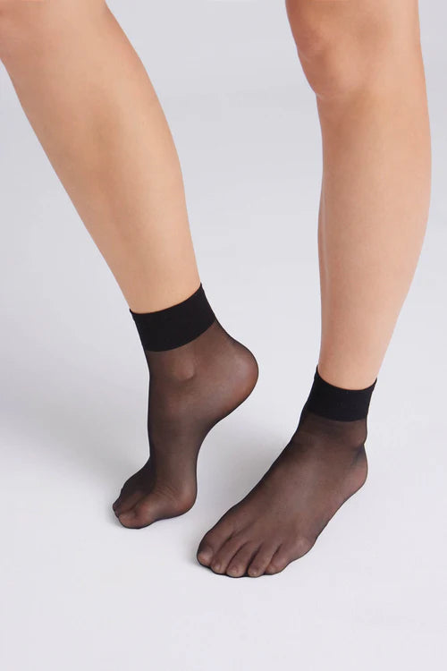 Pack 2 Medias tobilleras antipresión 10 DEN Negro
