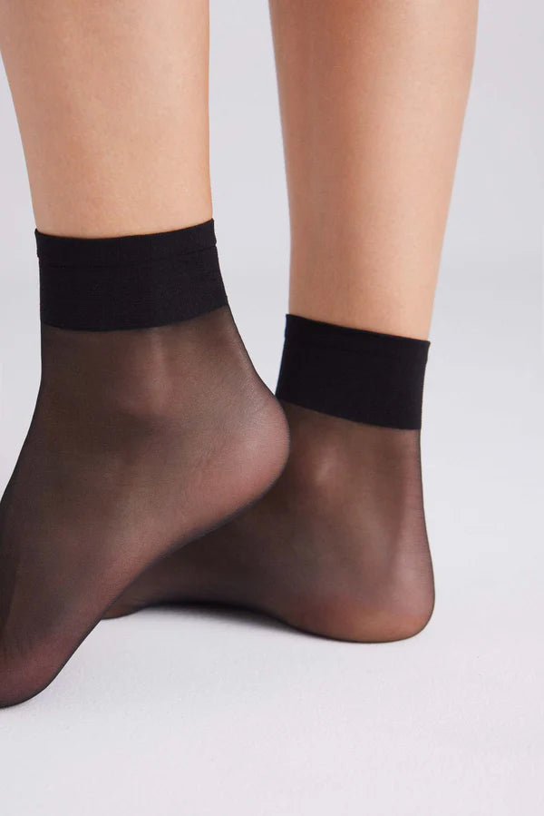 Pack 2 Medias tobilleras antipresión 10 DEN Negro