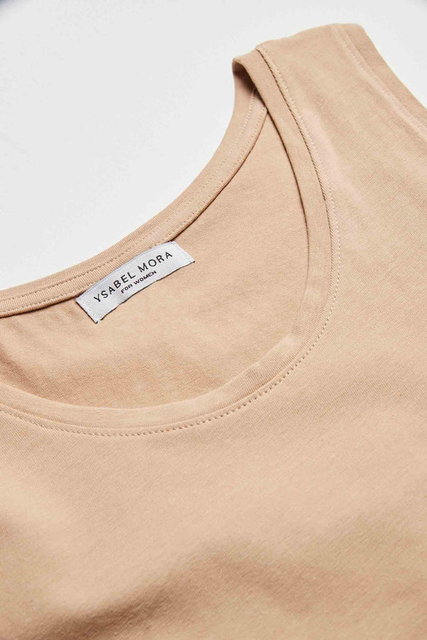 Camiseta interior tirante ancho algodón Nude