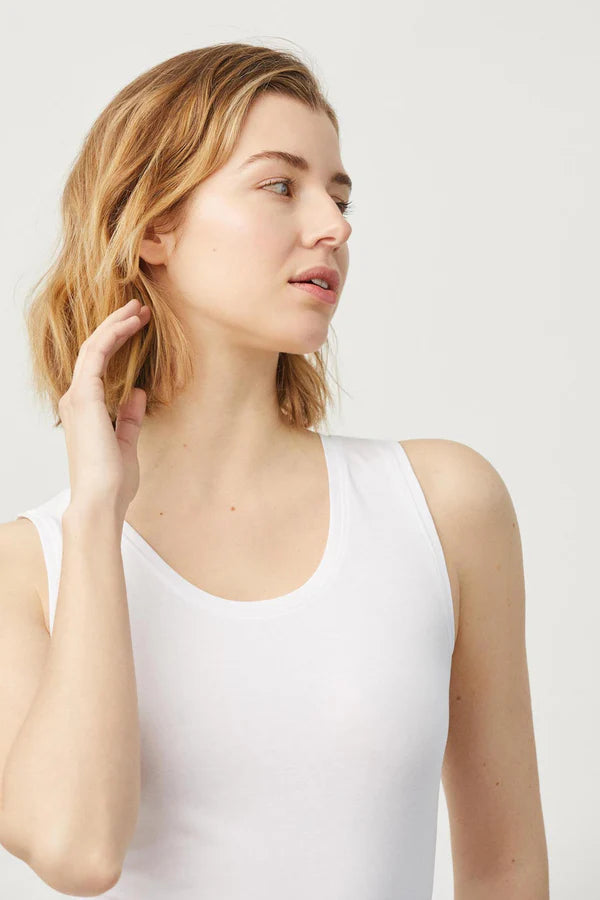 Camiseta interior tirante ancho algodón Blanco