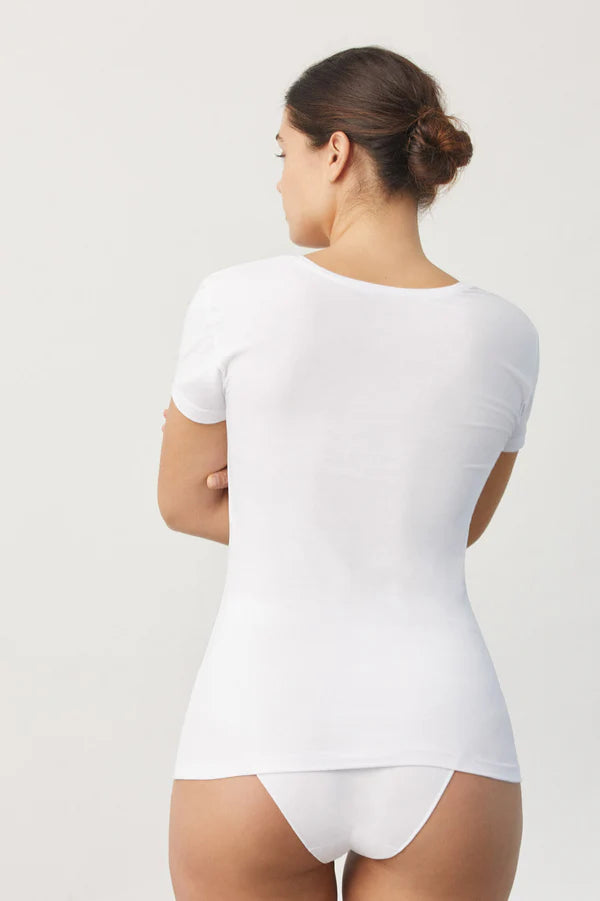 Camiseta interior manga corta algodón Blanco