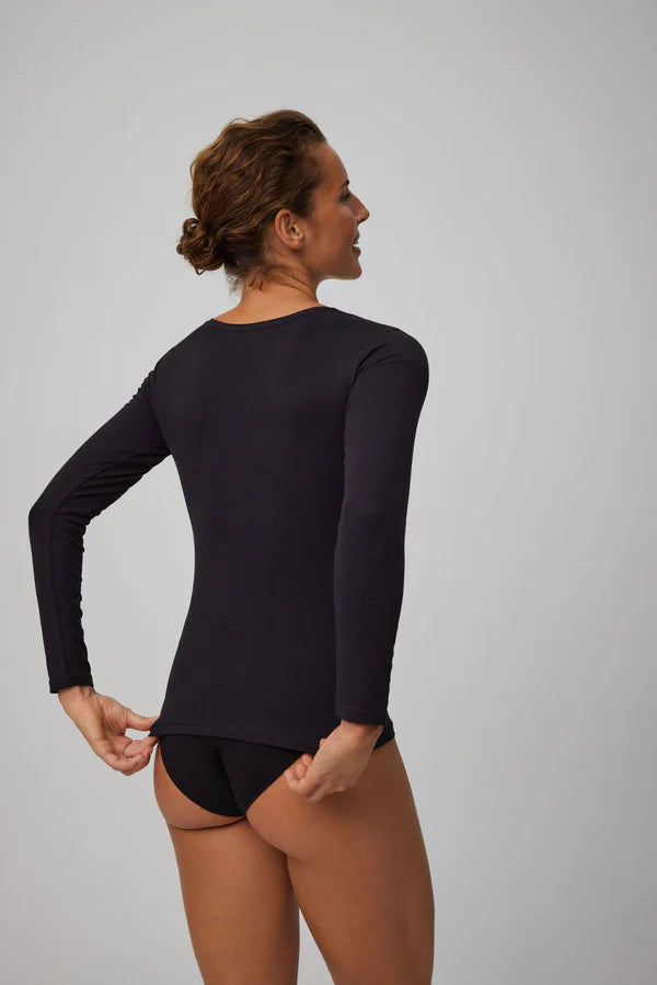Camiseta interior manga larga algodón Negro