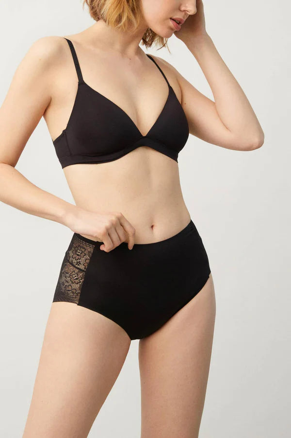 Braga maxi invisible con encaje Negra