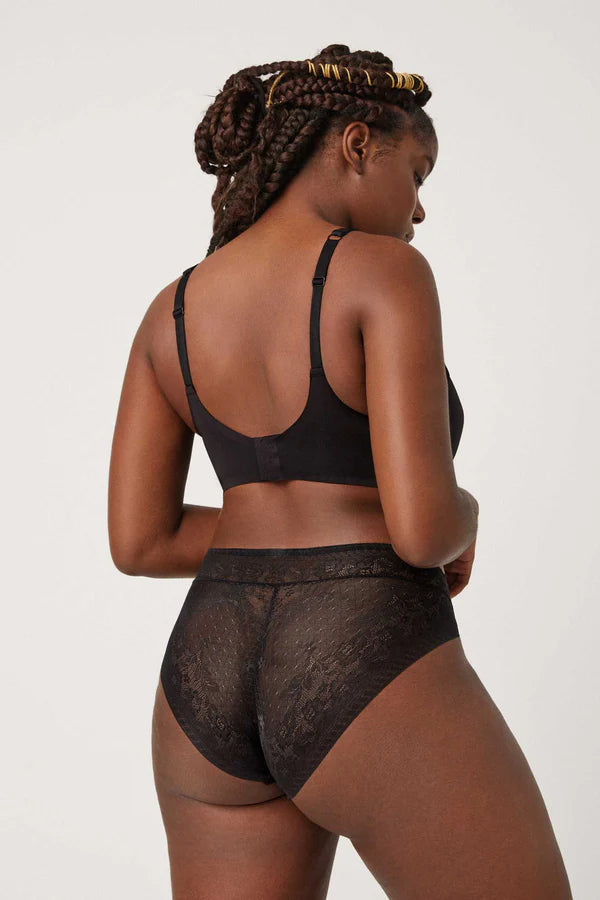Braga midi invisible con encaje Negro