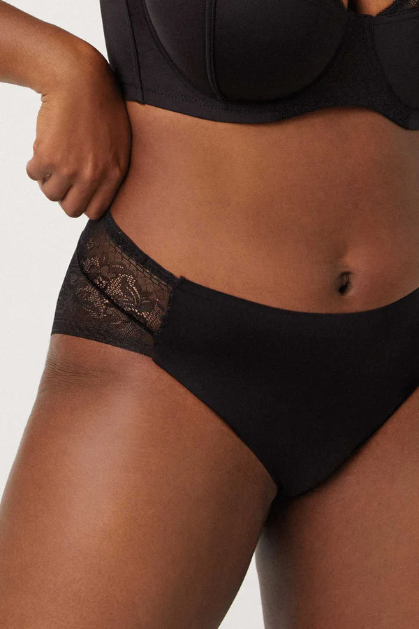 Braga midi invisible con encaje Negro