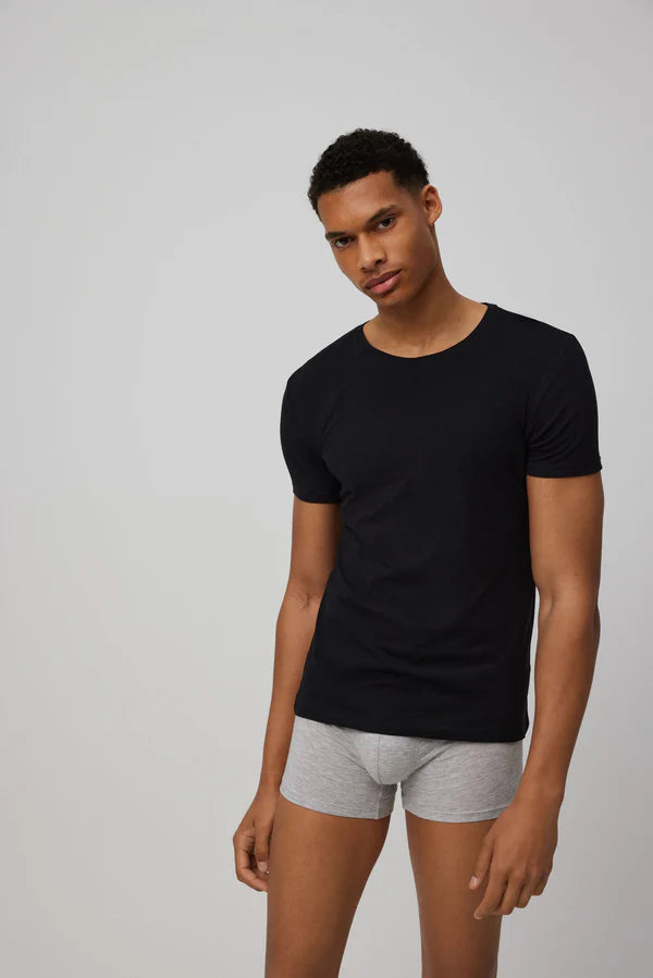 Camiseta interior algodón manga corta negro