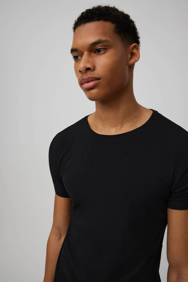 Camiseta interior algodón manga corta negro