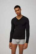Camiseta interior térmica cuello pico manga larga negro