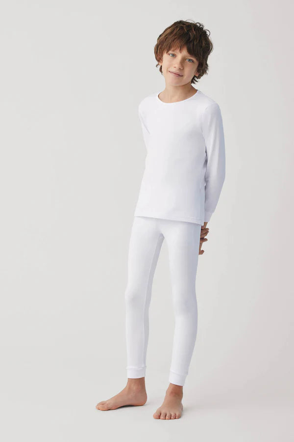 Pantalón térmico infantil unisex Blanco