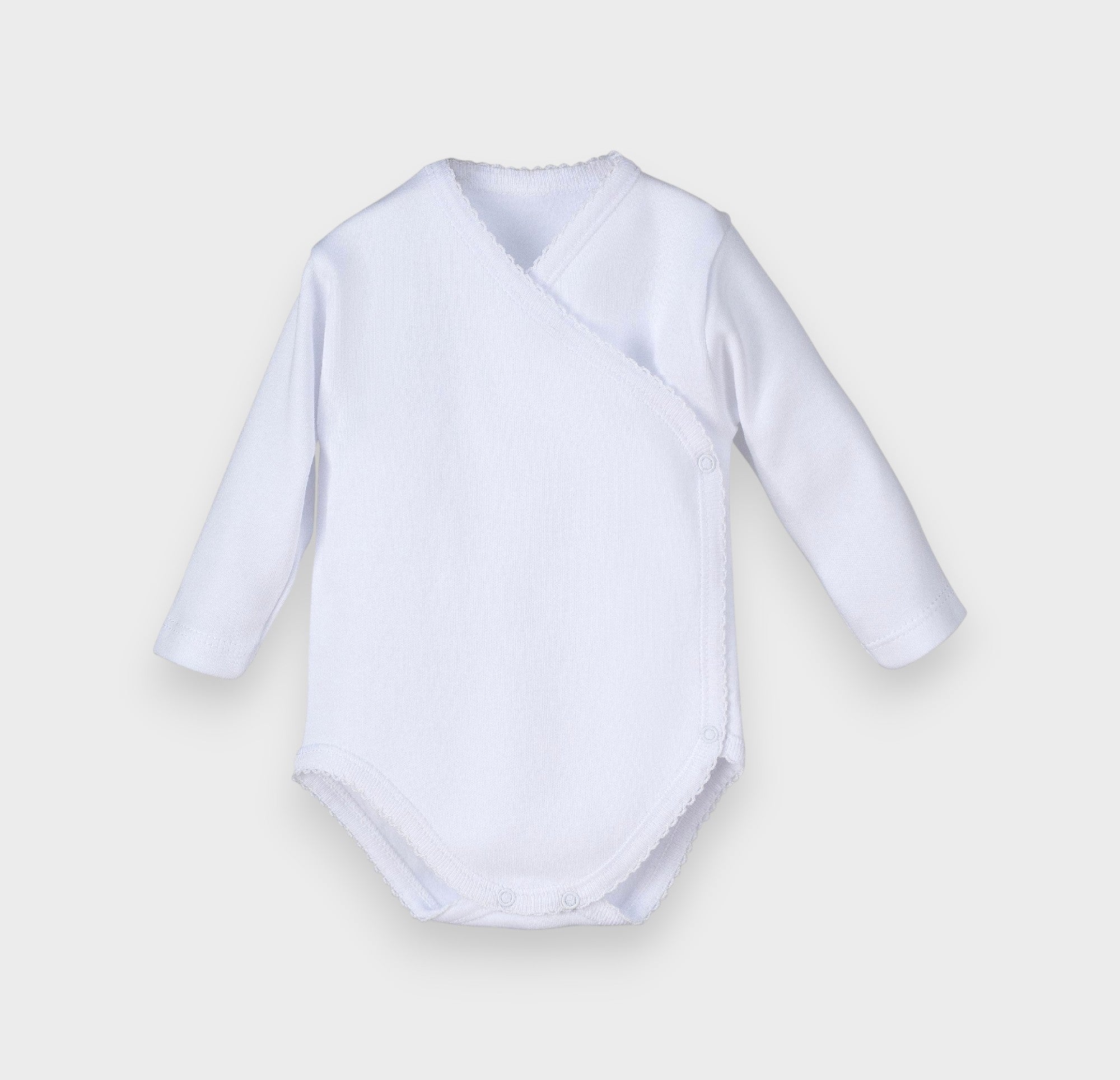 Body liso cruzado de algodón manga larga