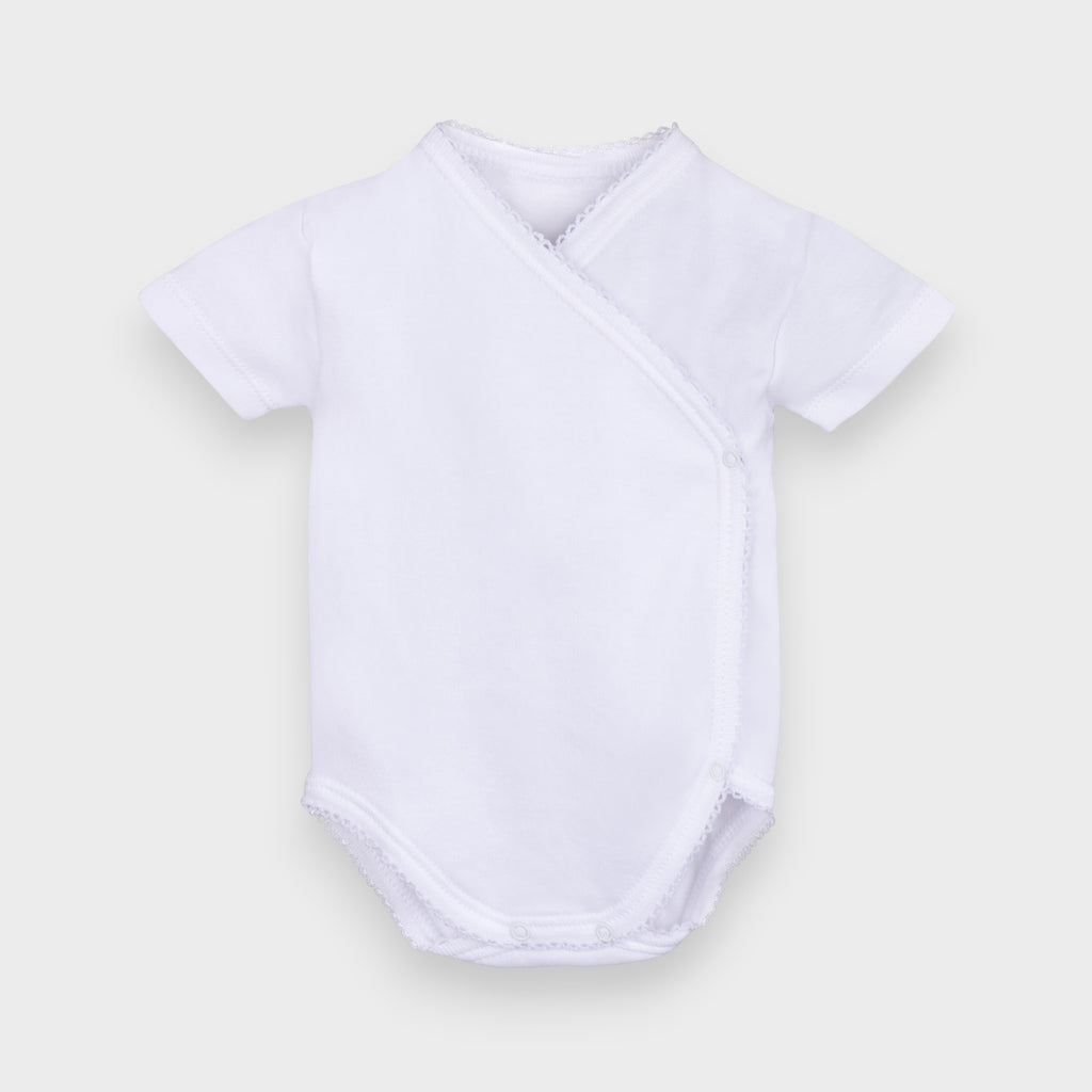 Body liso cruzado de algodón manga corta