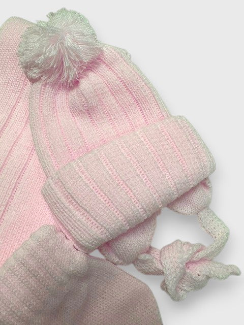 Conjunto de gorro, bufanda y manoplas Liso Rosa
