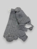 Conjunto de gorro, bufanda y manoplas Liso Gris
