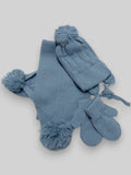 Conjunto de gorro, bufanda y manoplas Orejas Azul