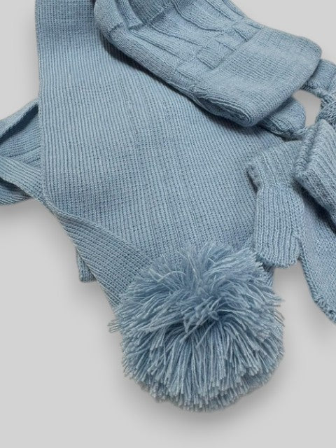 Conjunto de gorro, bufanda y manoplas Orejas Azul