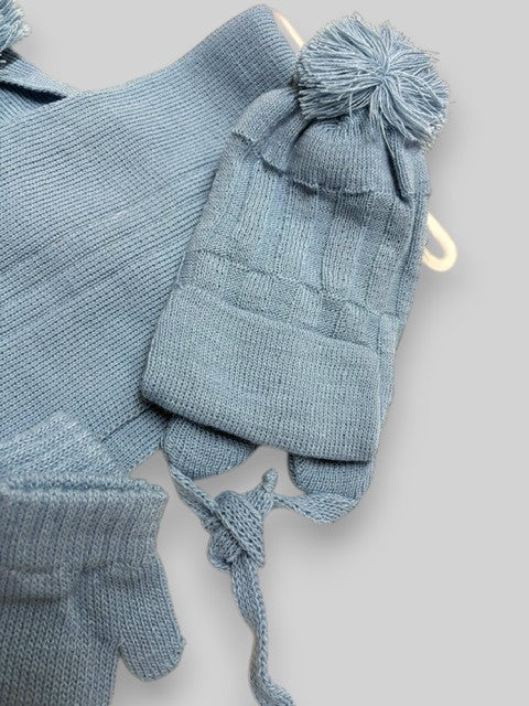 Conjunto de gorro, bufanda y manoplas Orejas Azul