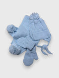 Conjunto de gorro, bufanda y manoplas Orejas Celeste
