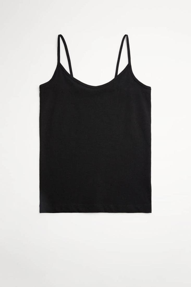 Camiseta interior tirante fino algodón Negro