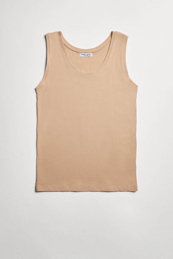 Camiseta interior tirante ancho algodón Nude